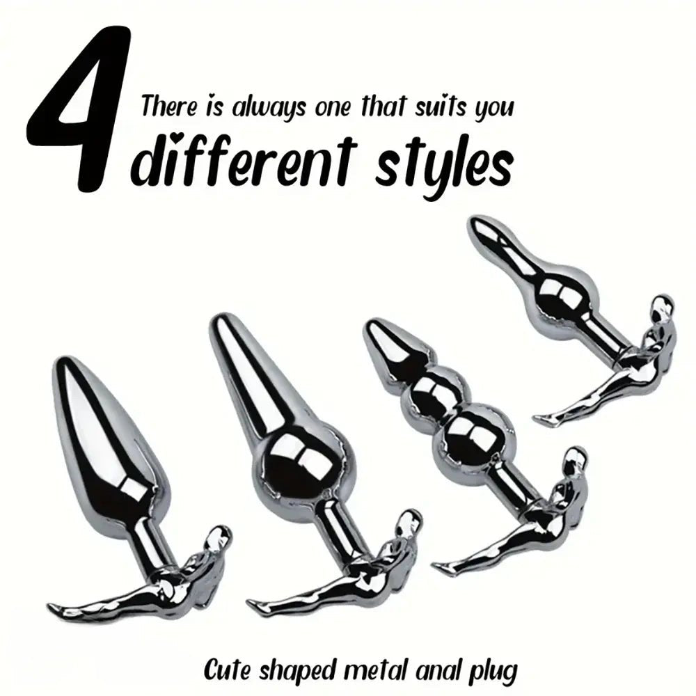 Stainless steel anal plug with handle base, photo 1