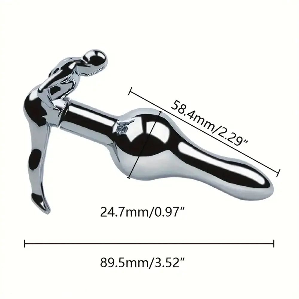 Stainless steel anal plug with handle base, photo 9
