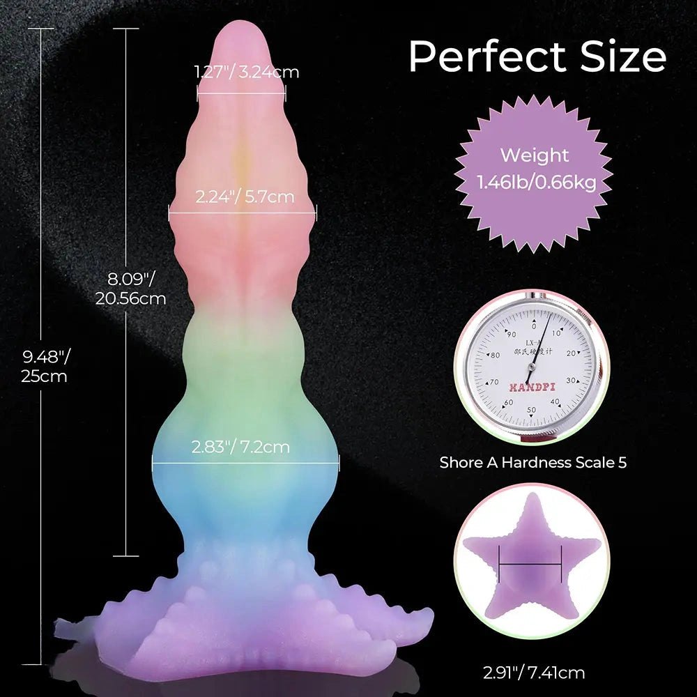 Rainbow ombre silicone tentacle fantasy dildo, photo 13