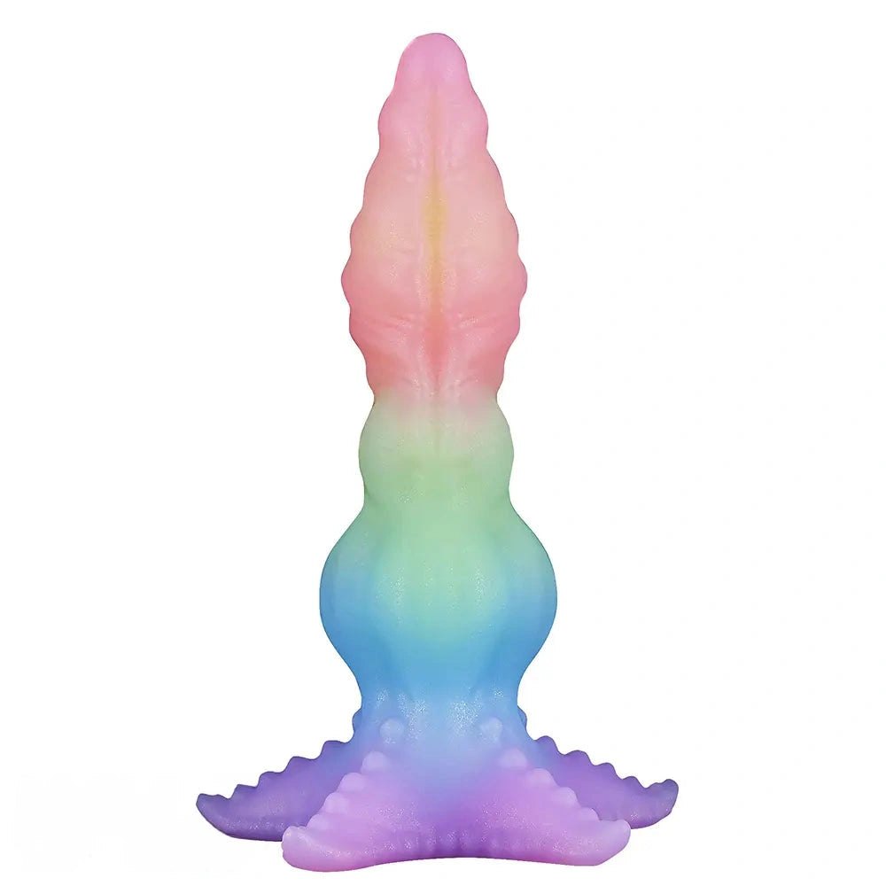 Rainbow ombre silicone tentacle fantasy dildo, photo 2