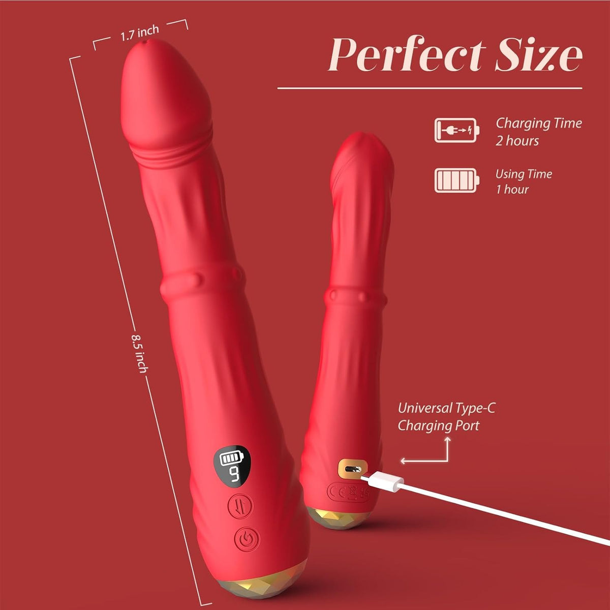 Red steel-textured G-spot vibrator, photo 4
