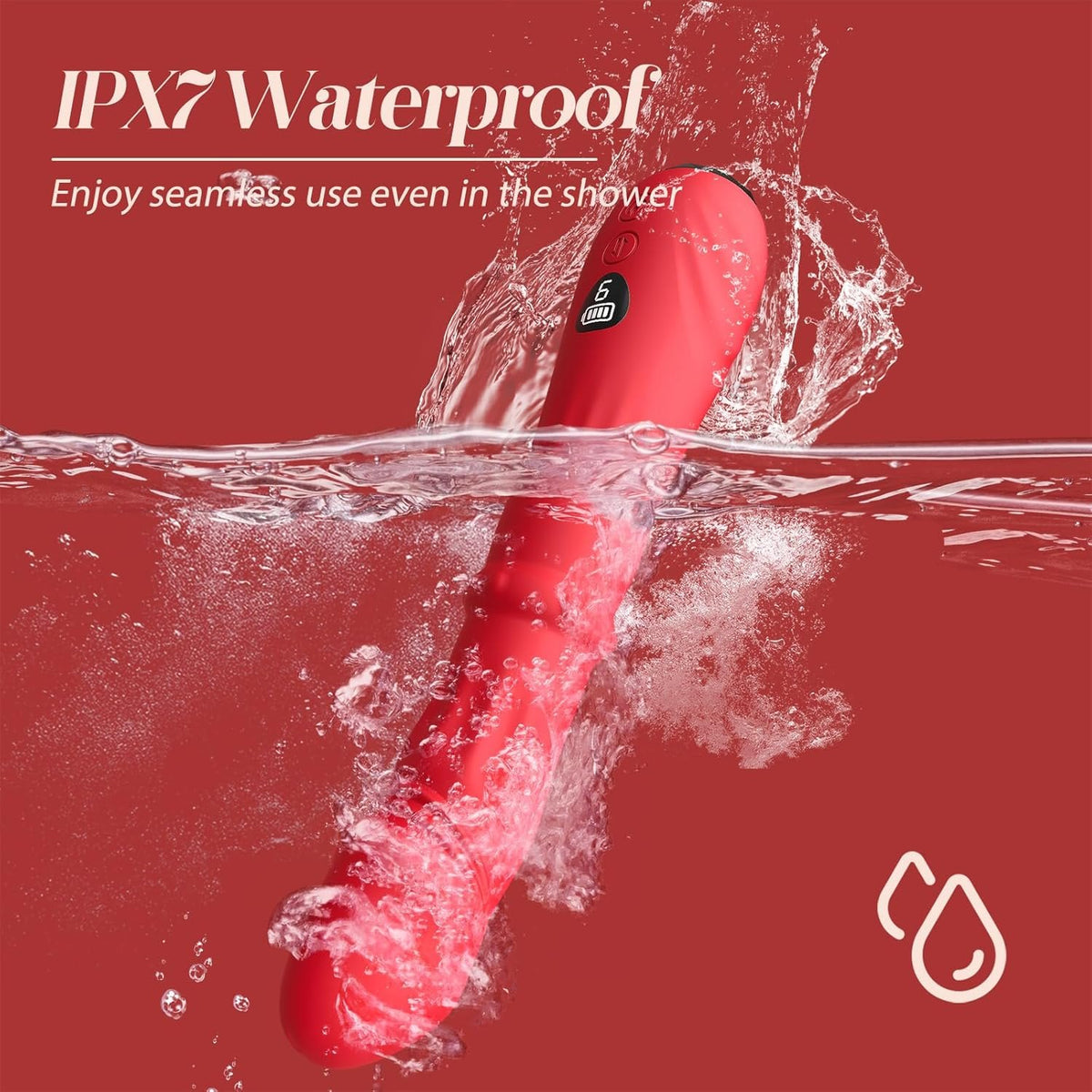 Red steel-textured G-spot vibrator, photo 6