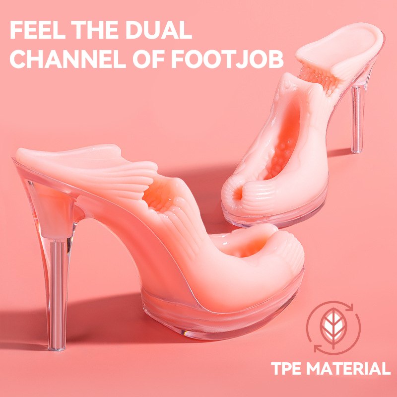 Clear crystal stiletto heel footjob stroker, photo 2