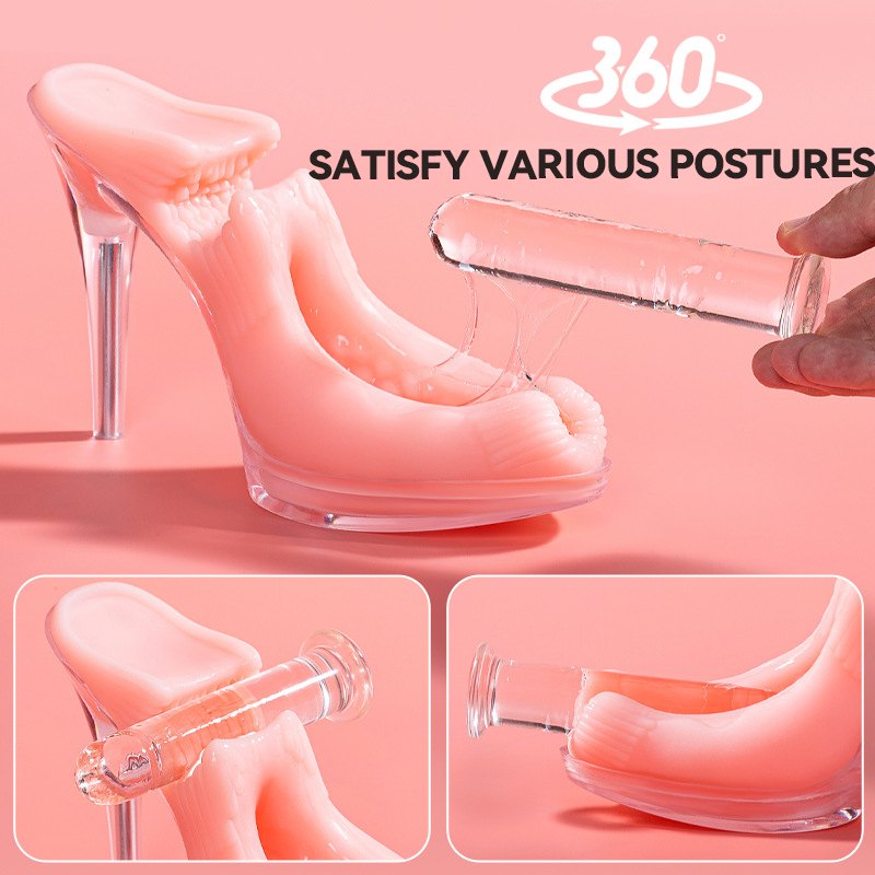 Clear crystal stiletto heel footjob stroker, photo 4
