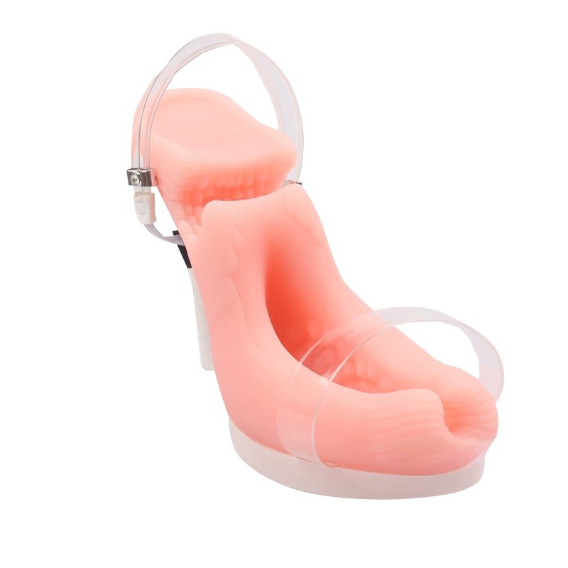 Clear crystal stiletto heel footjob stroker, photo 6
