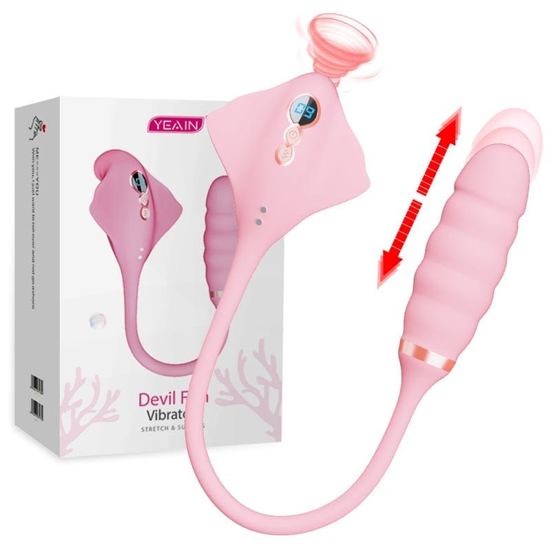 Pink stingray shaped silicone suction vibrator, photo 1