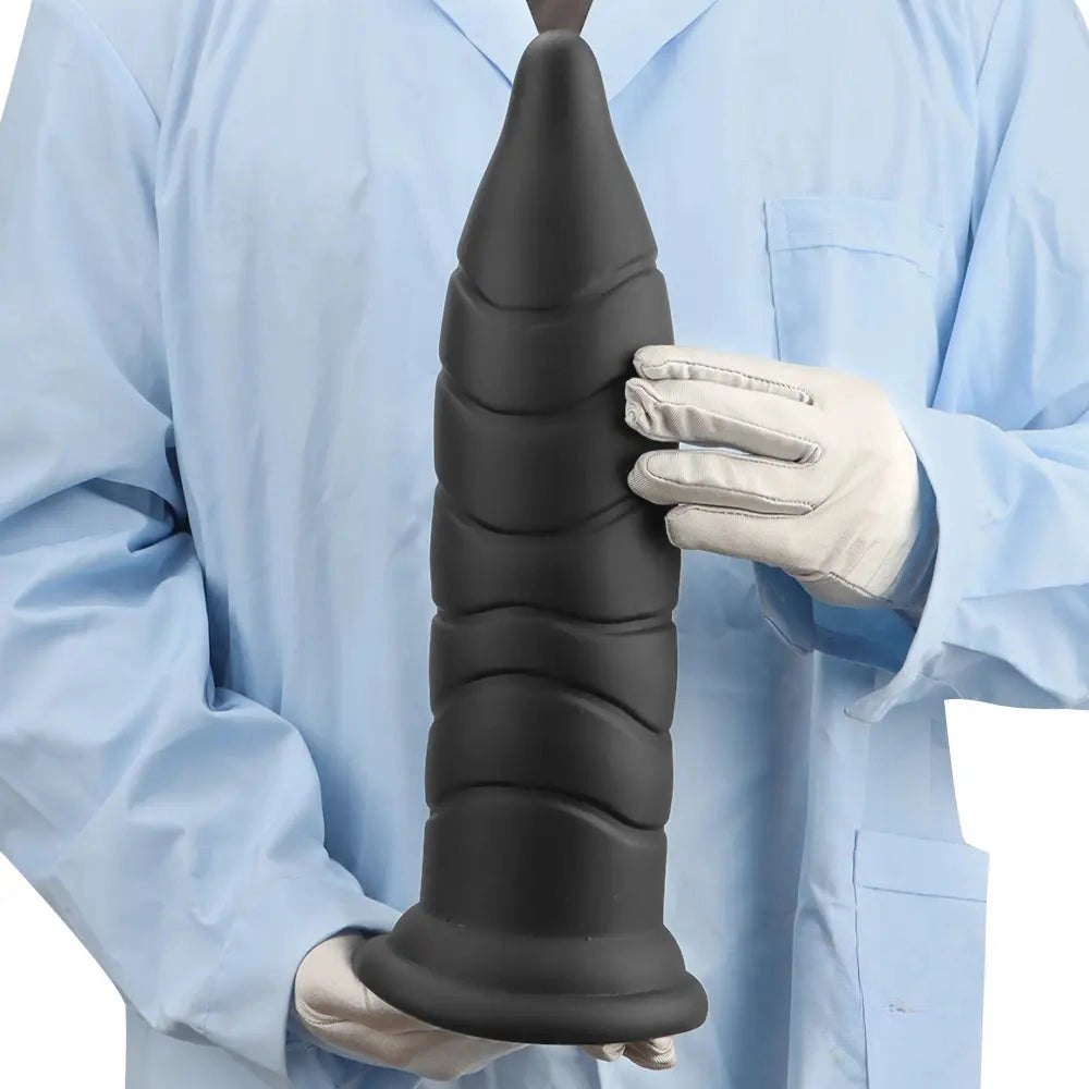 Black ribbed g-spot dildo, photo 12
