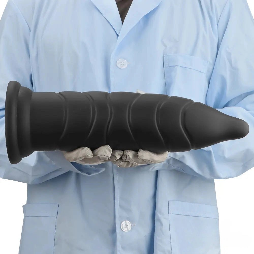 Black ribbed g-spot dildo, photo 14