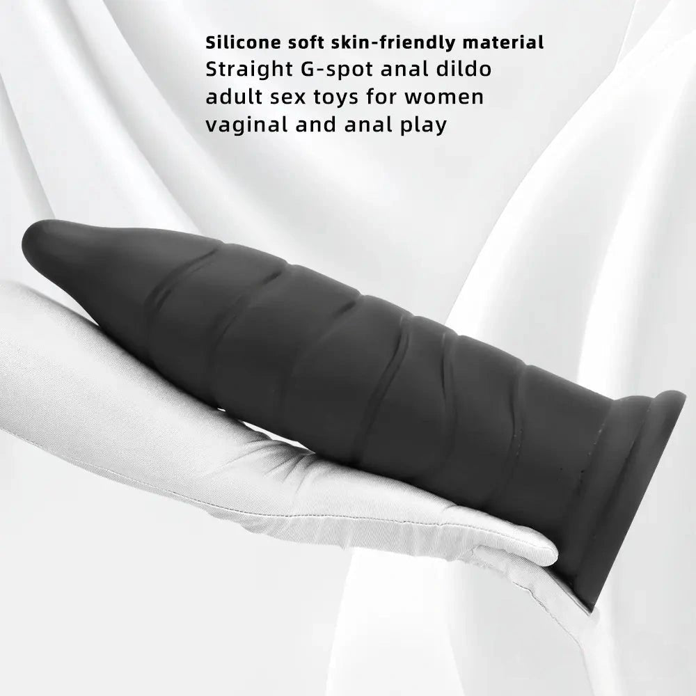 Black ribbed g-spot dildo, photo 2
