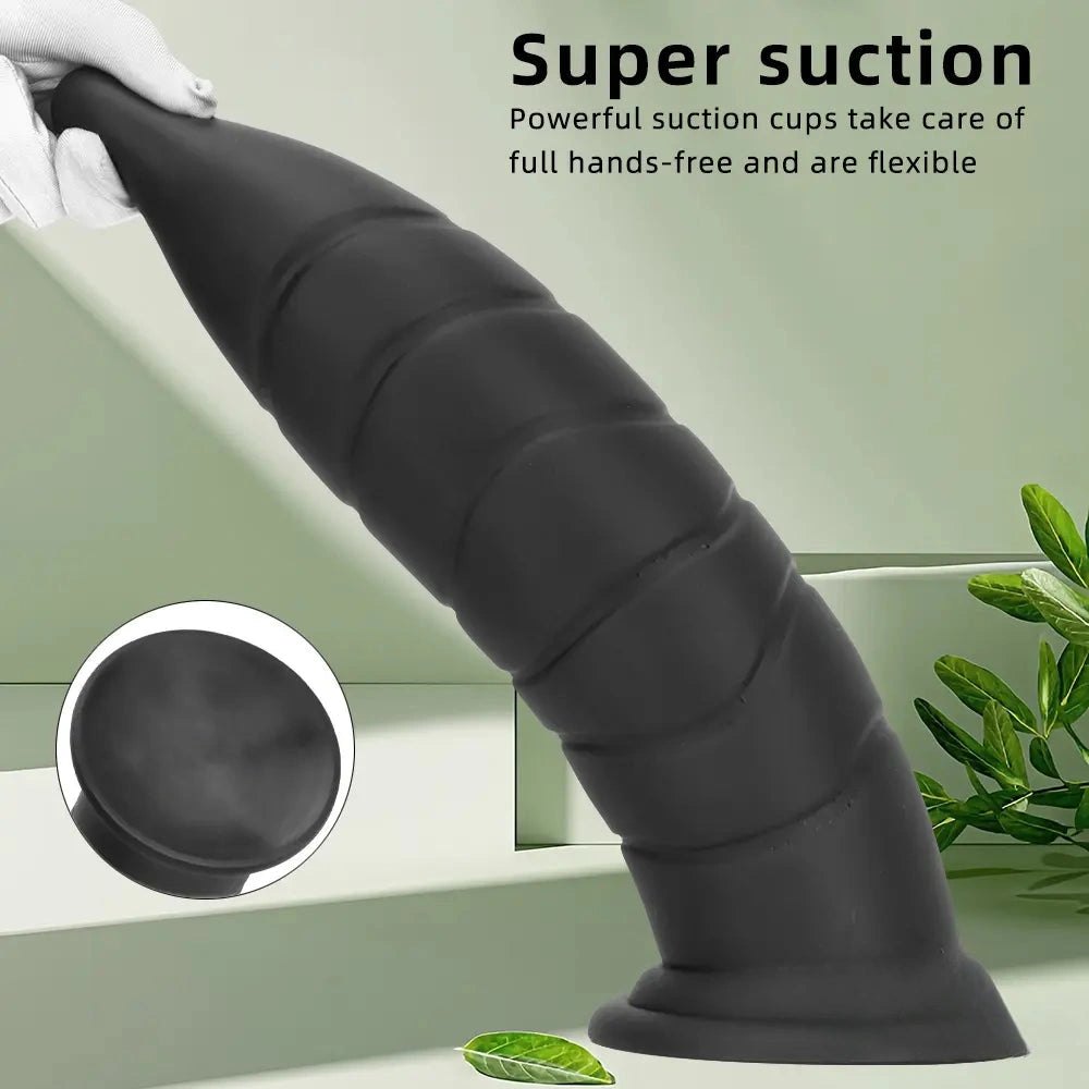 Black ribbed g-spot dildo, photo 4