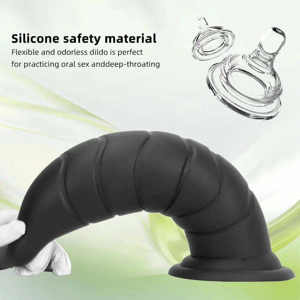Black ribbed g-spot dildo, photo 5