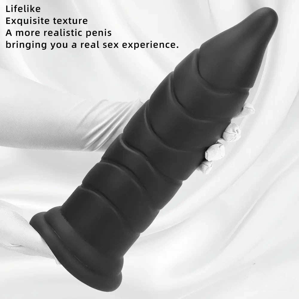 Black ribbed g-spot dildo, photo 6