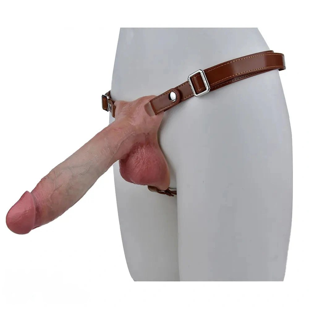 Brown flesh strap-on dildo