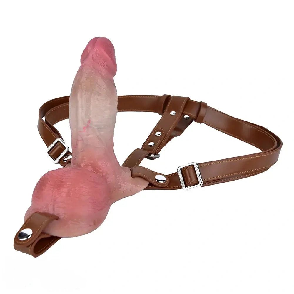 Brown flesh strap-on dildo