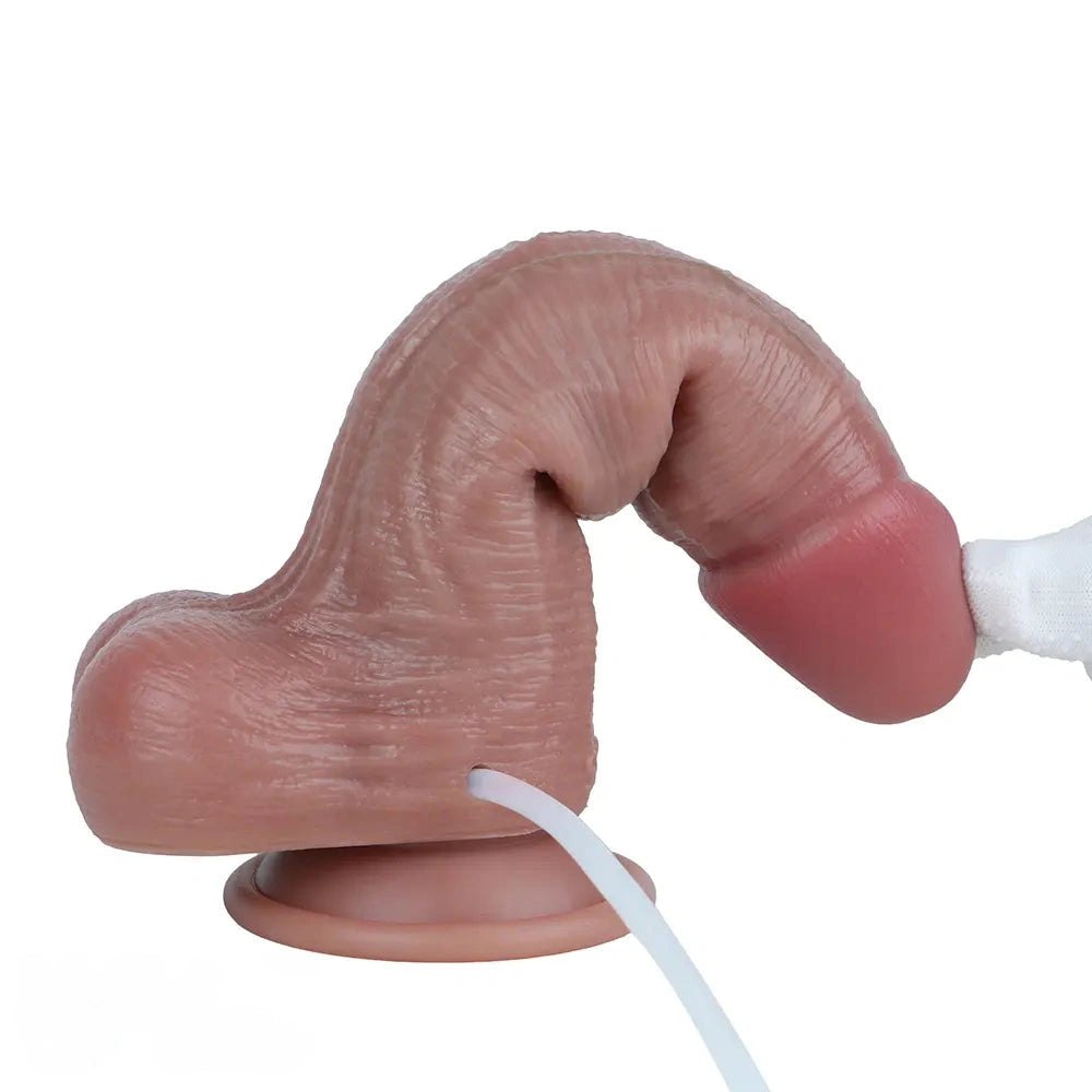 Flesh tone silicone strap-on ejaculating dildo, photo 12