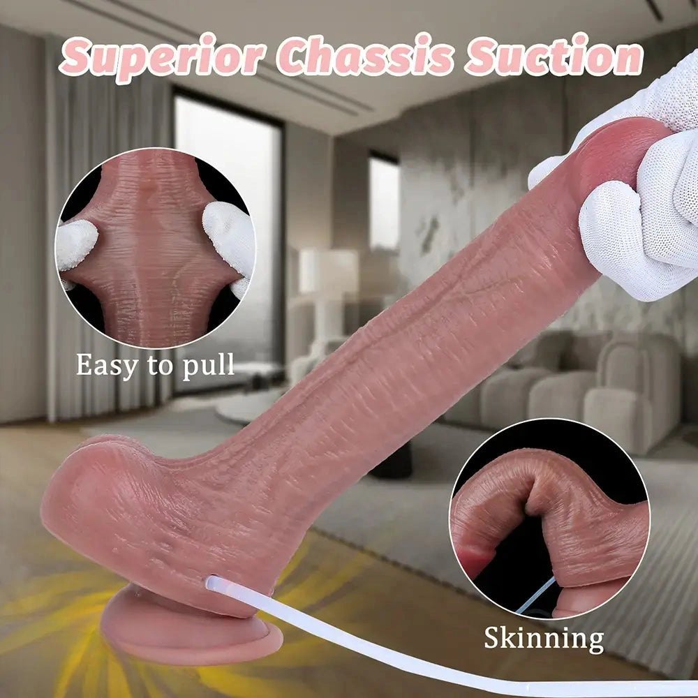 Flesh tone silicone strap-on ejaculating dildo, photo 6