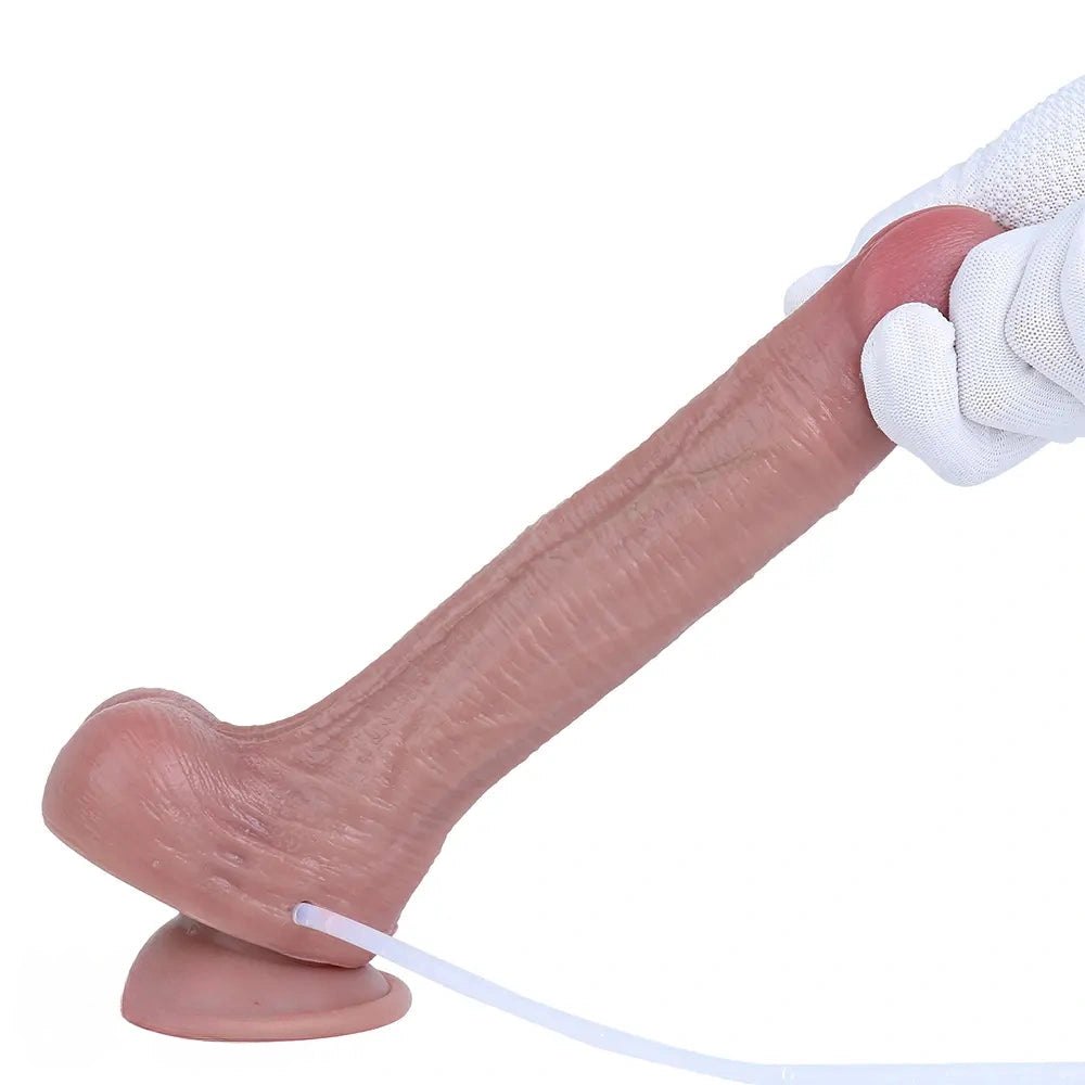 Flesh tone silicone strap-on ejaculating dildo, photo 7