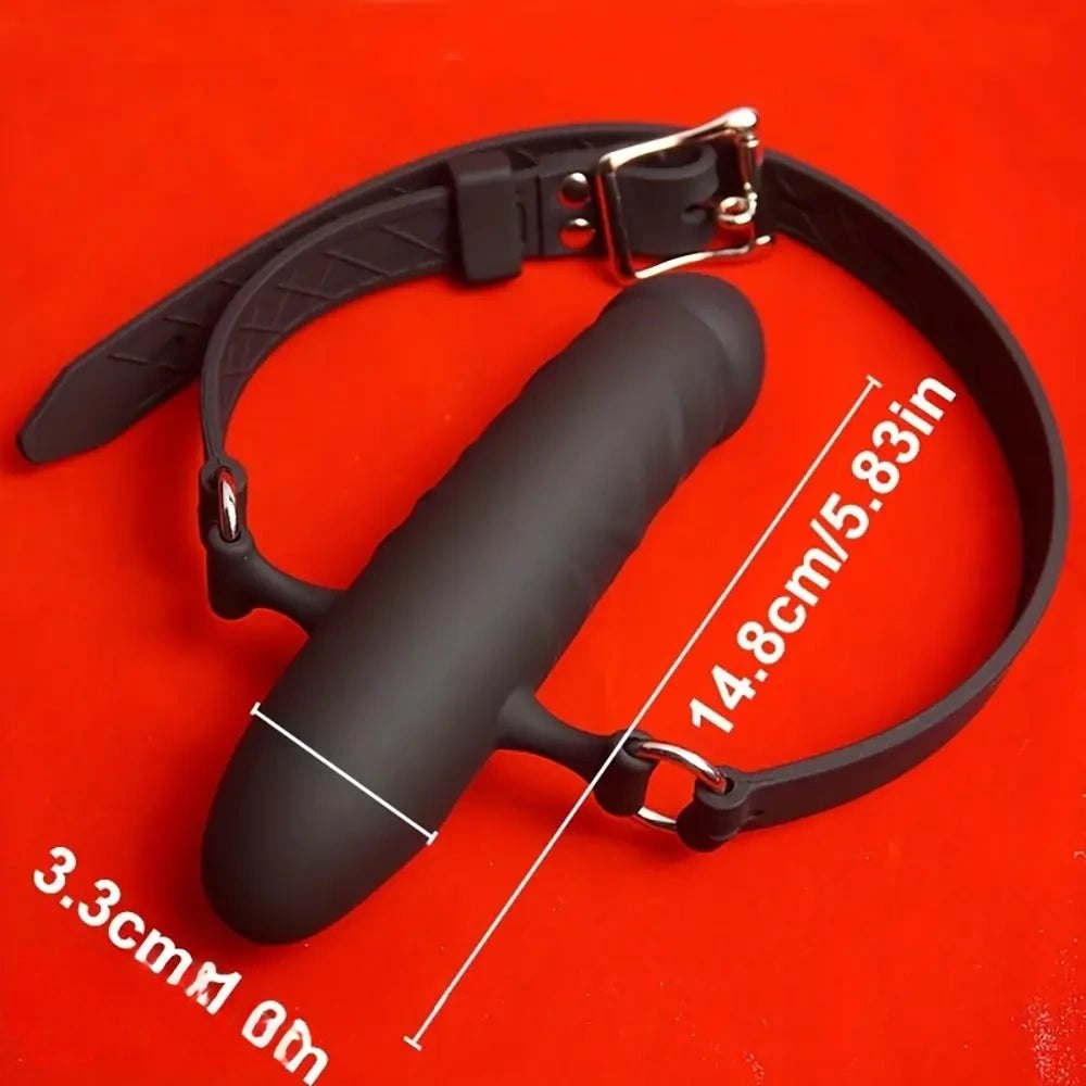 Black silicone strap on face gag, photo 5