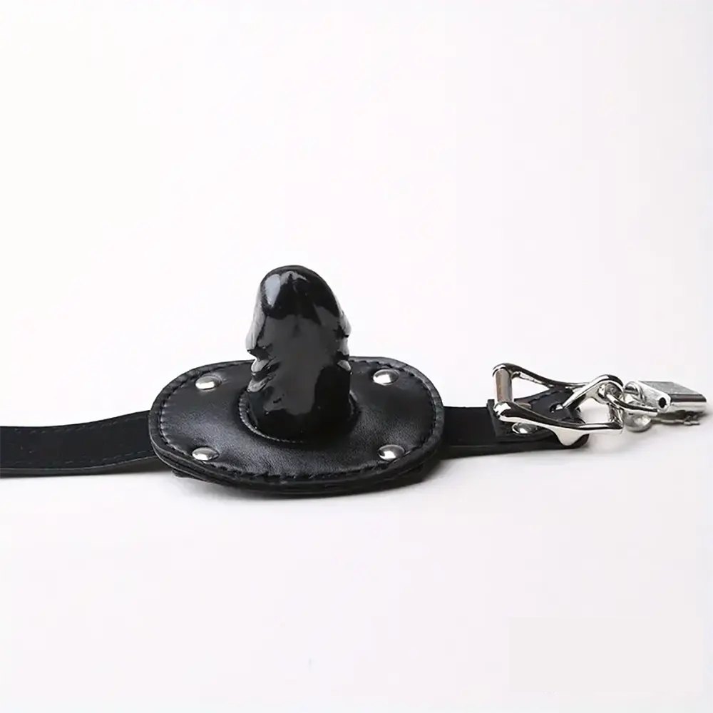 Black pvc face dildo gag pad, photo 6