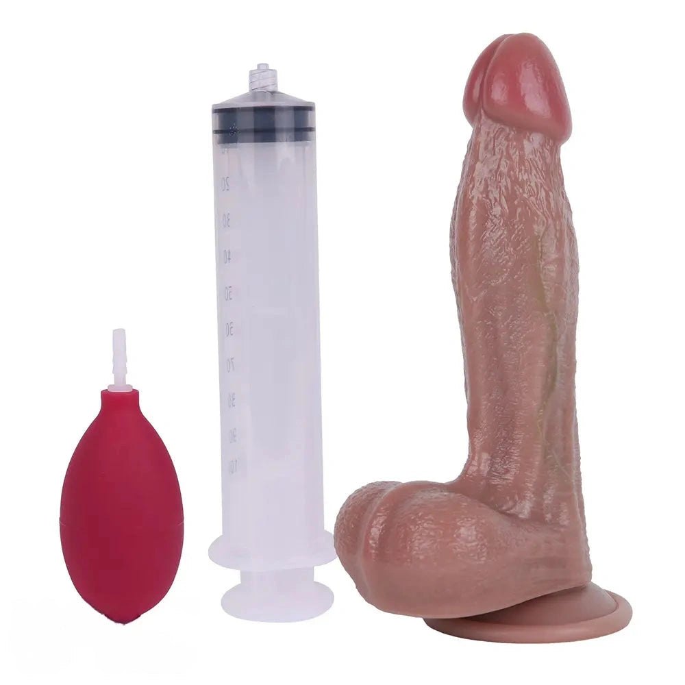Flesh tone strap-on dildo with fill kit, photo 1