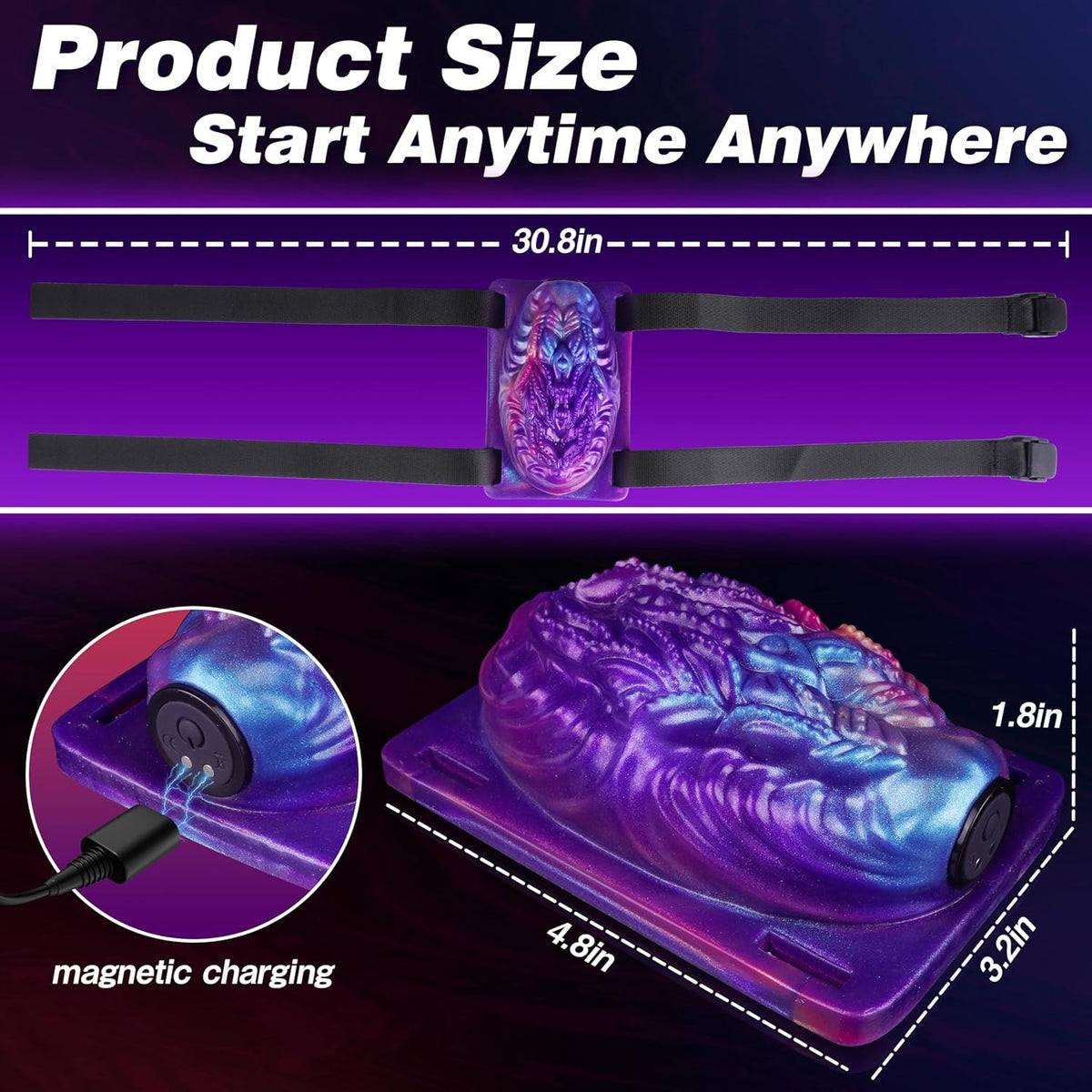 Purple textured wearable grinding vibrator, photo 4