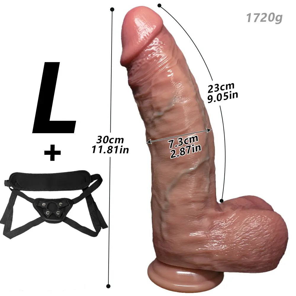 Flesh-tone silicone strap-on dildo with suction base, photo 16