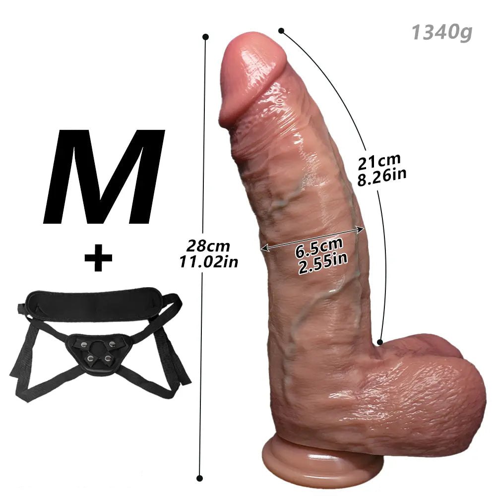Flesh-tone silicone strap-on dildo with suction base, photo 17