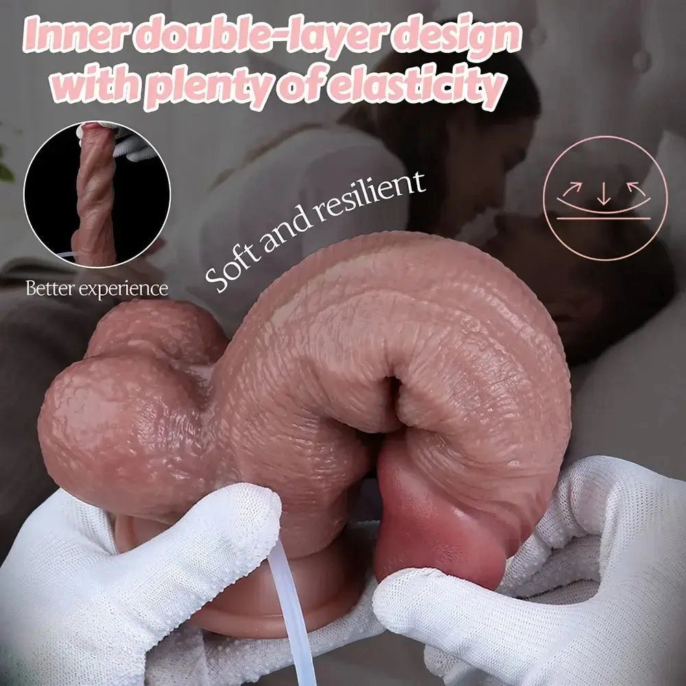 Flesh tone silicone strap-on dildo with harness, photo 4