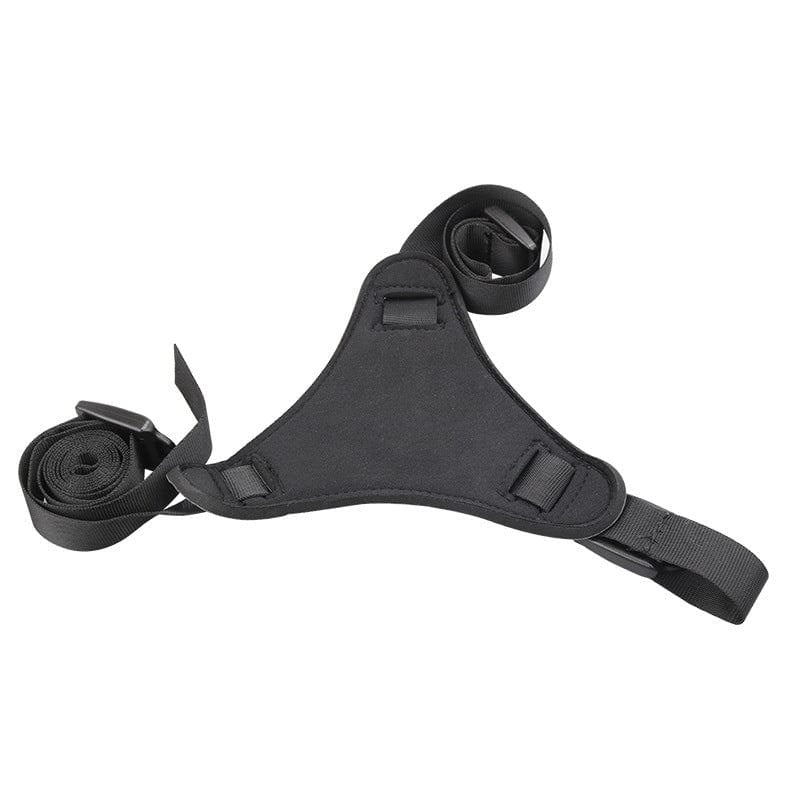 Black leather strap-on harness with silicone dildo, photo 2