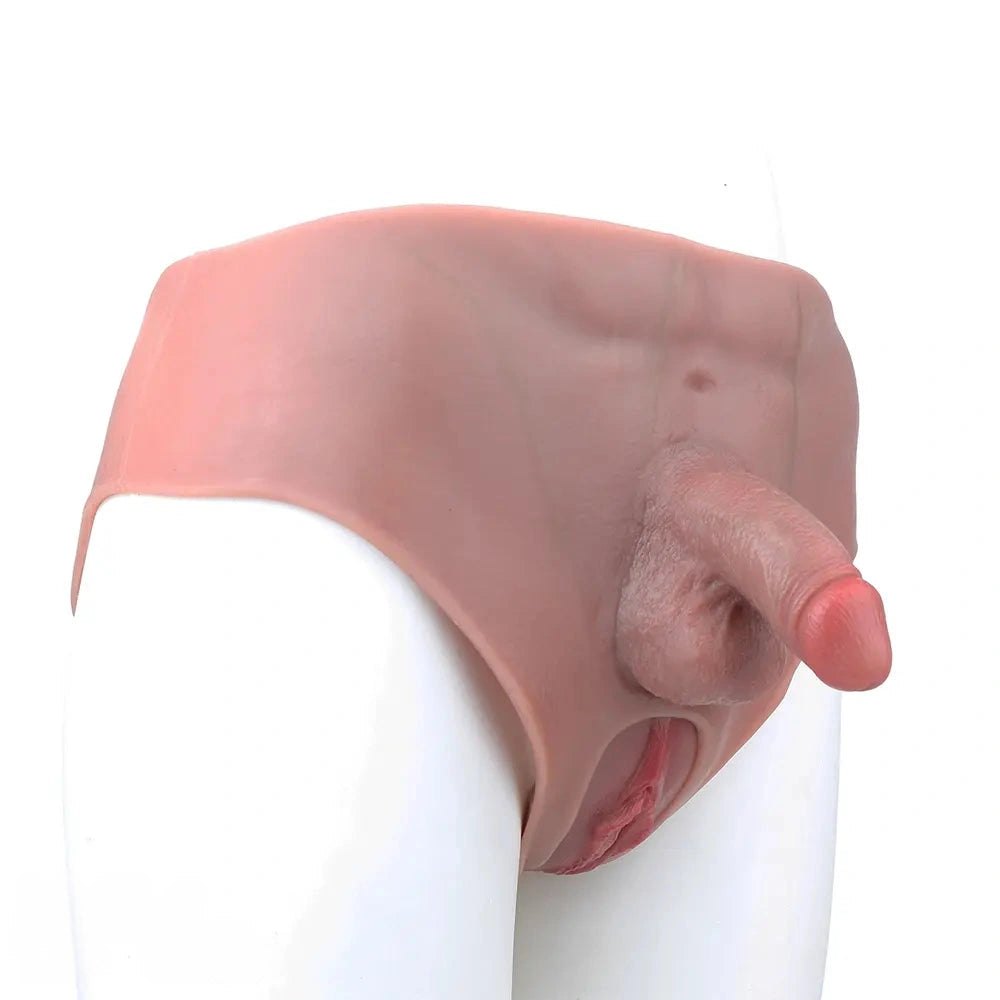 Flesh silicone strap-on panty with opening, photo 1
