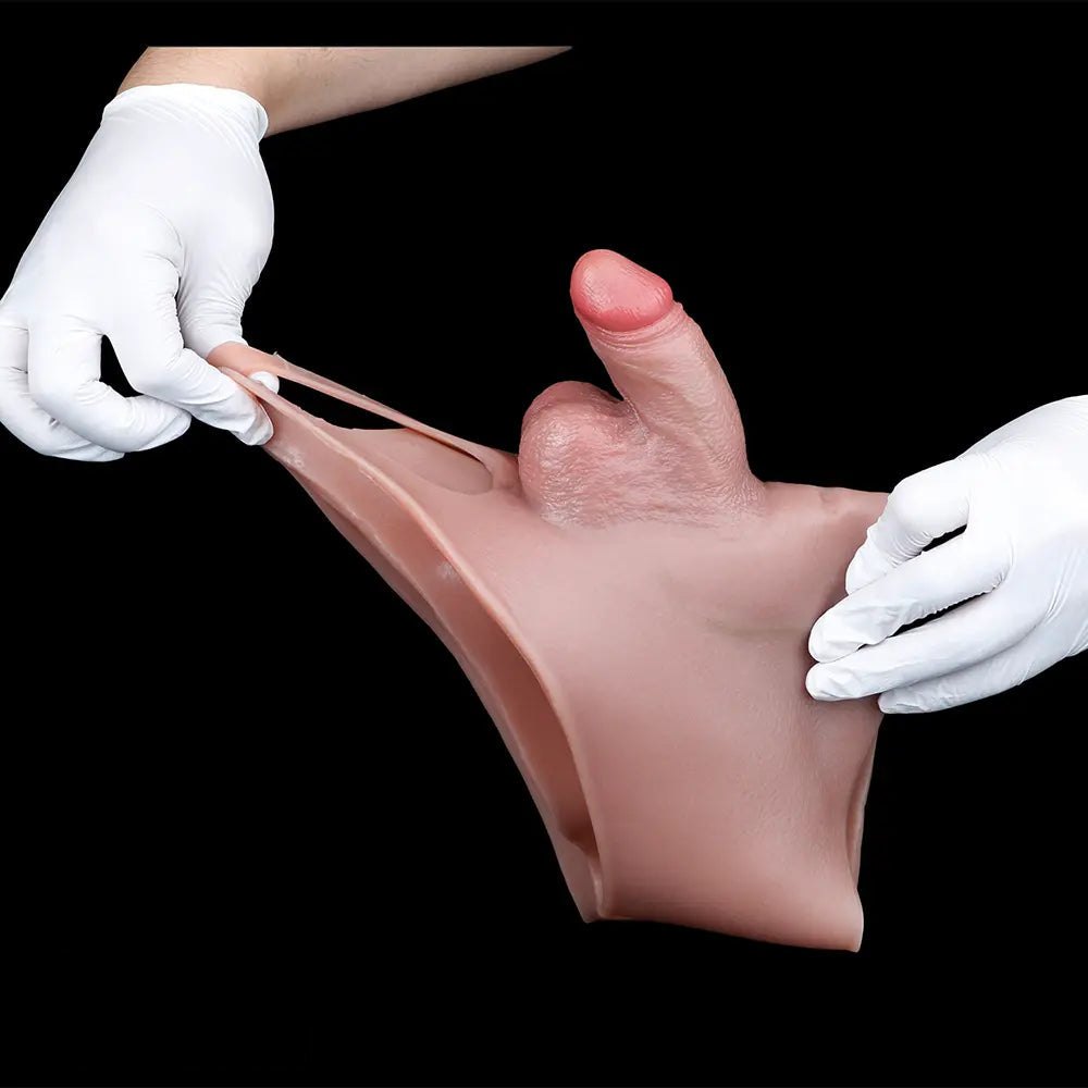 Flesh silicone strap-on panty with opening, photo 12