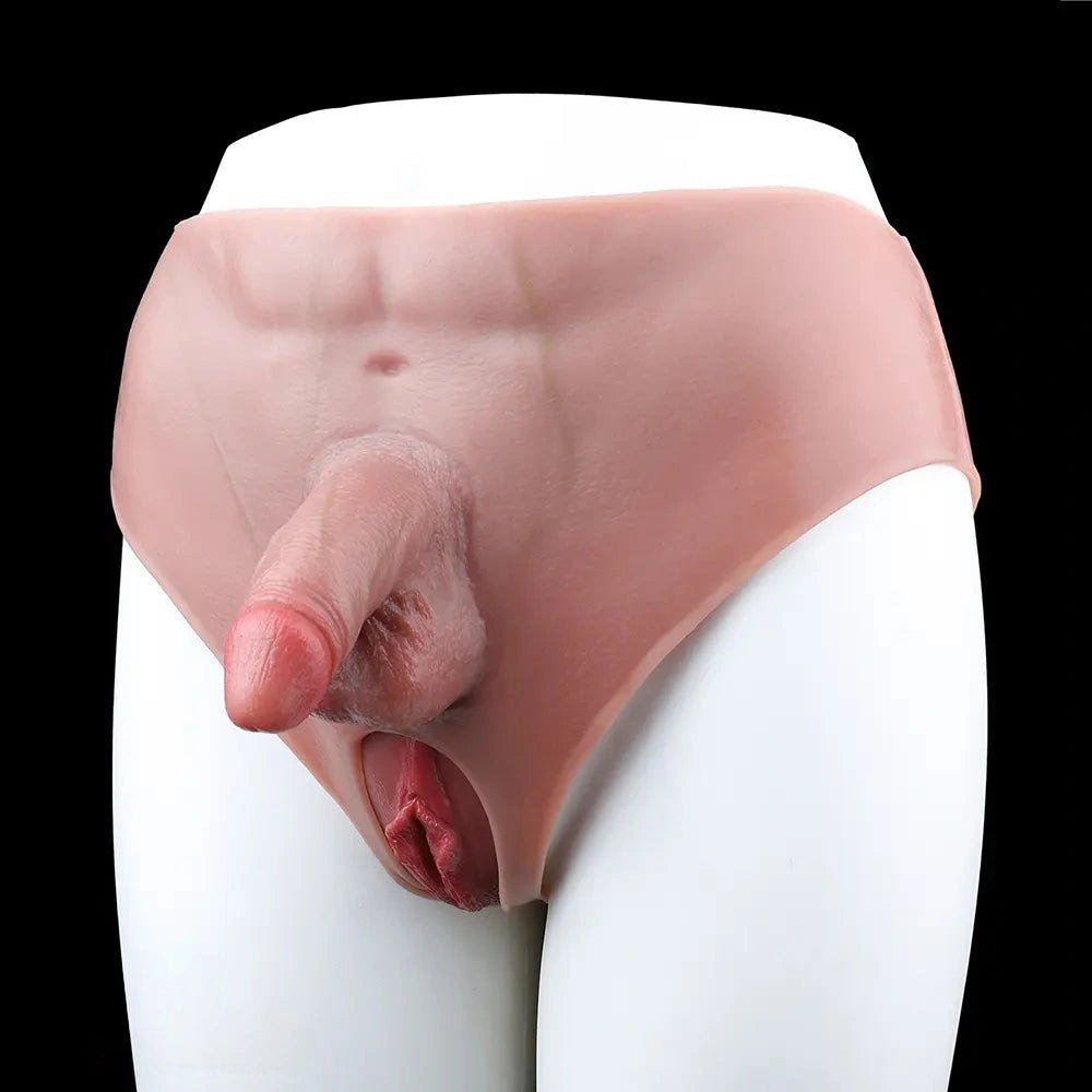 Flesh silicone strap-on panty with opening, photo 15