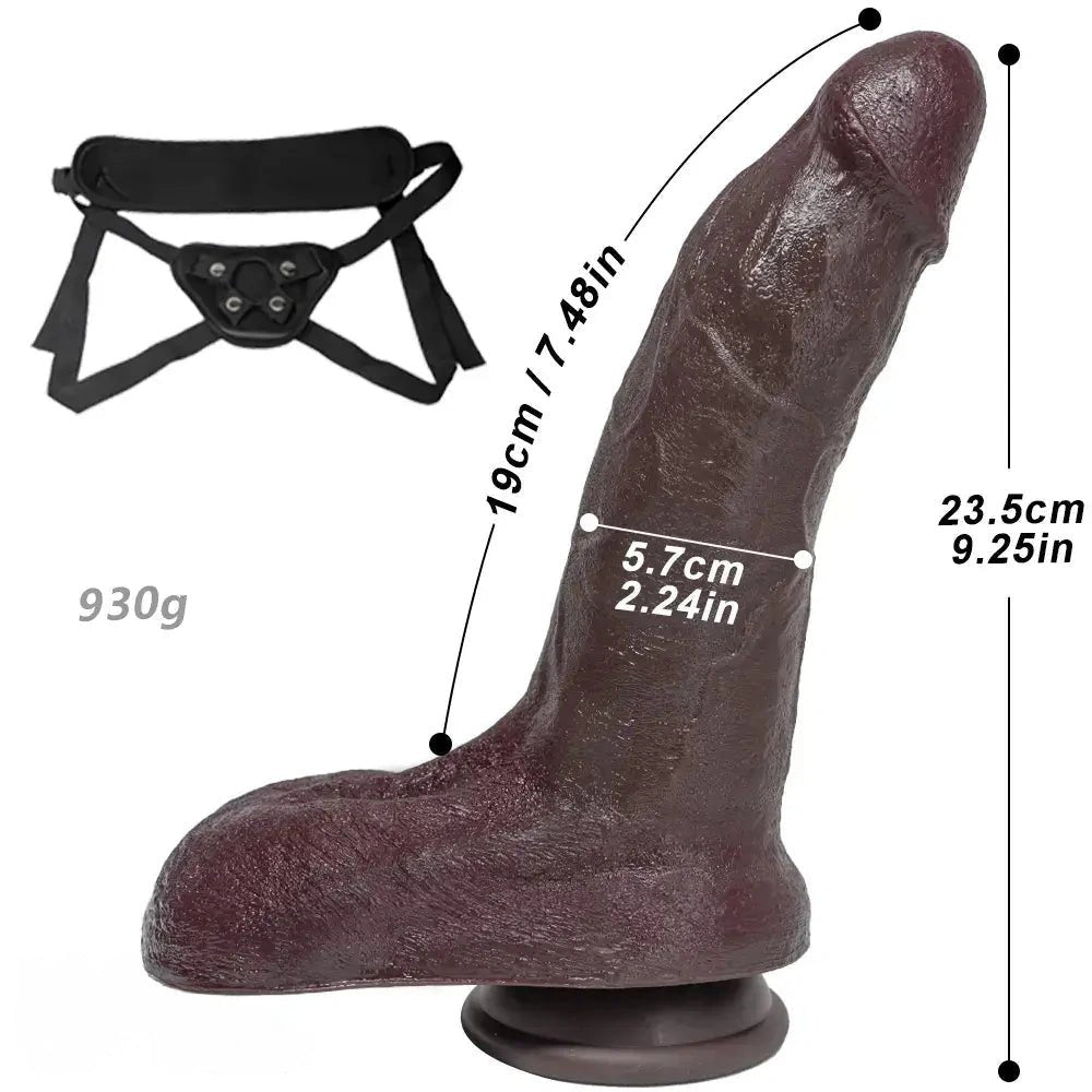 Coffee realistic silicone strap-on dildo