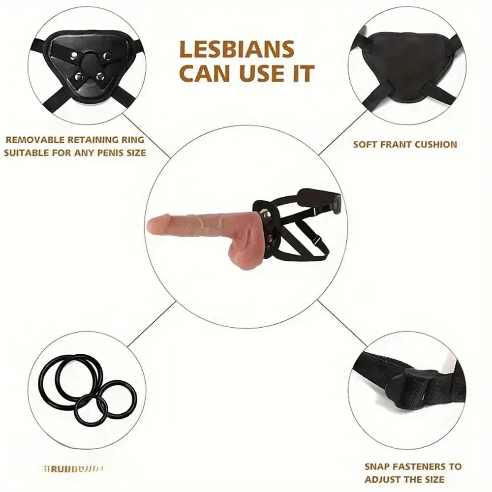 Flesh-toned strap-on vibrating dildo, photo 4
