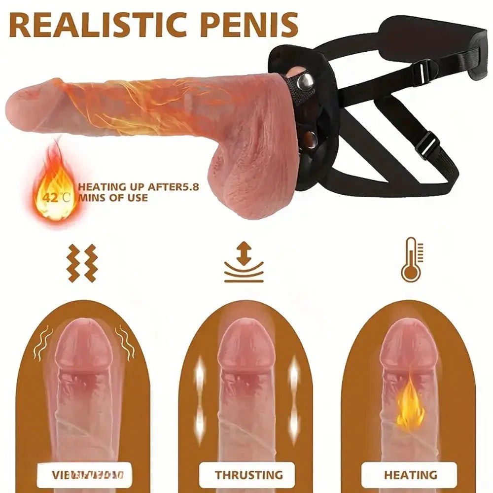 Flesh-toned strap-on vibrating dildo, photo 5