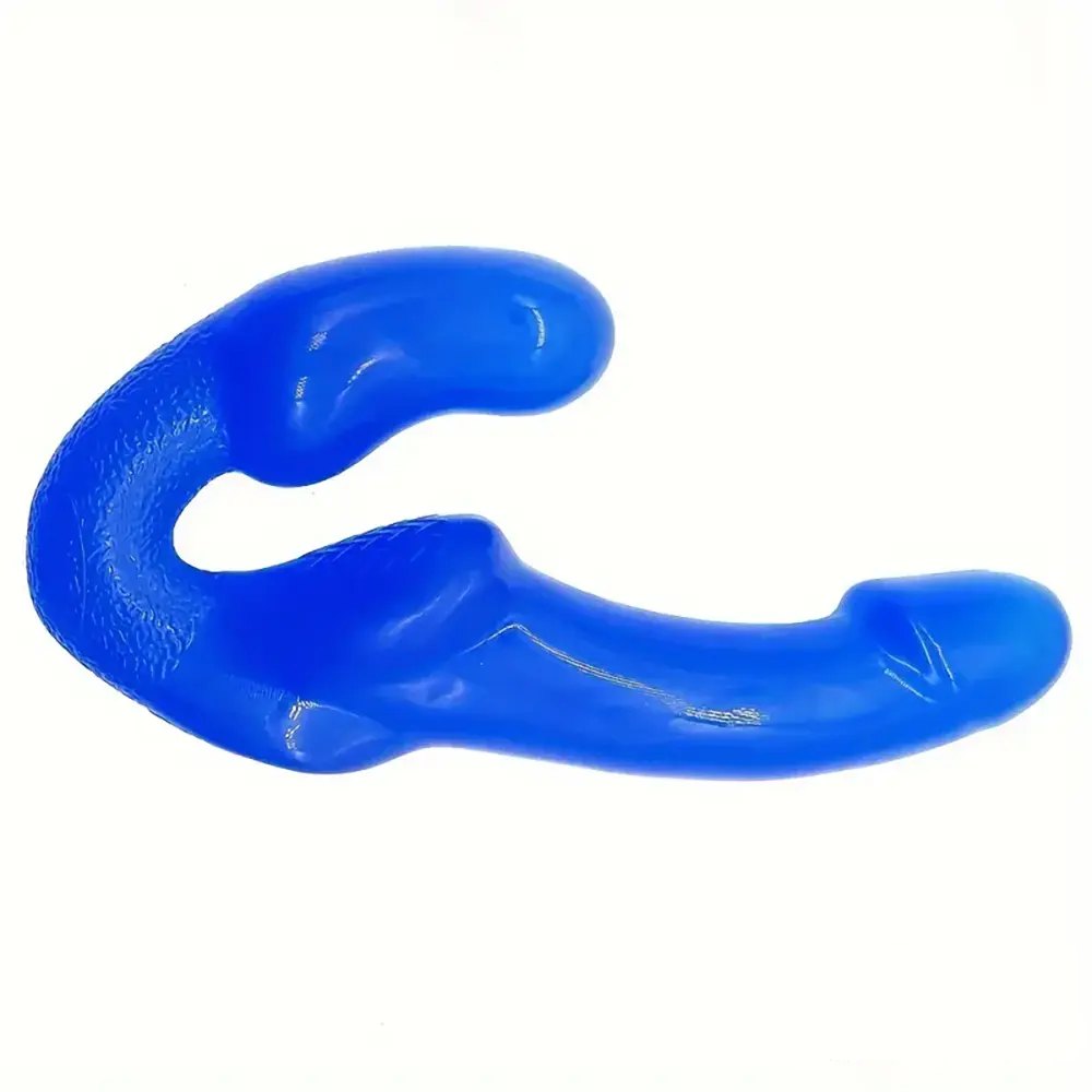 Blue strapless double-ended dildo for couples