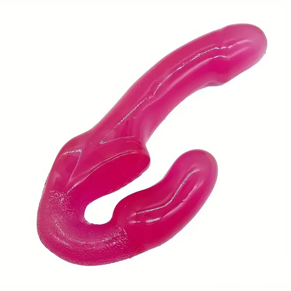 Pink strapless double-ended dildo for couples