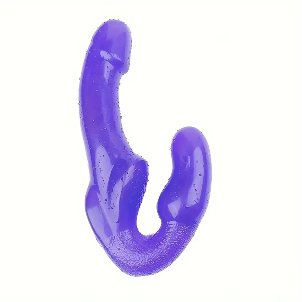 Purple strapless double-ended dildo for couples