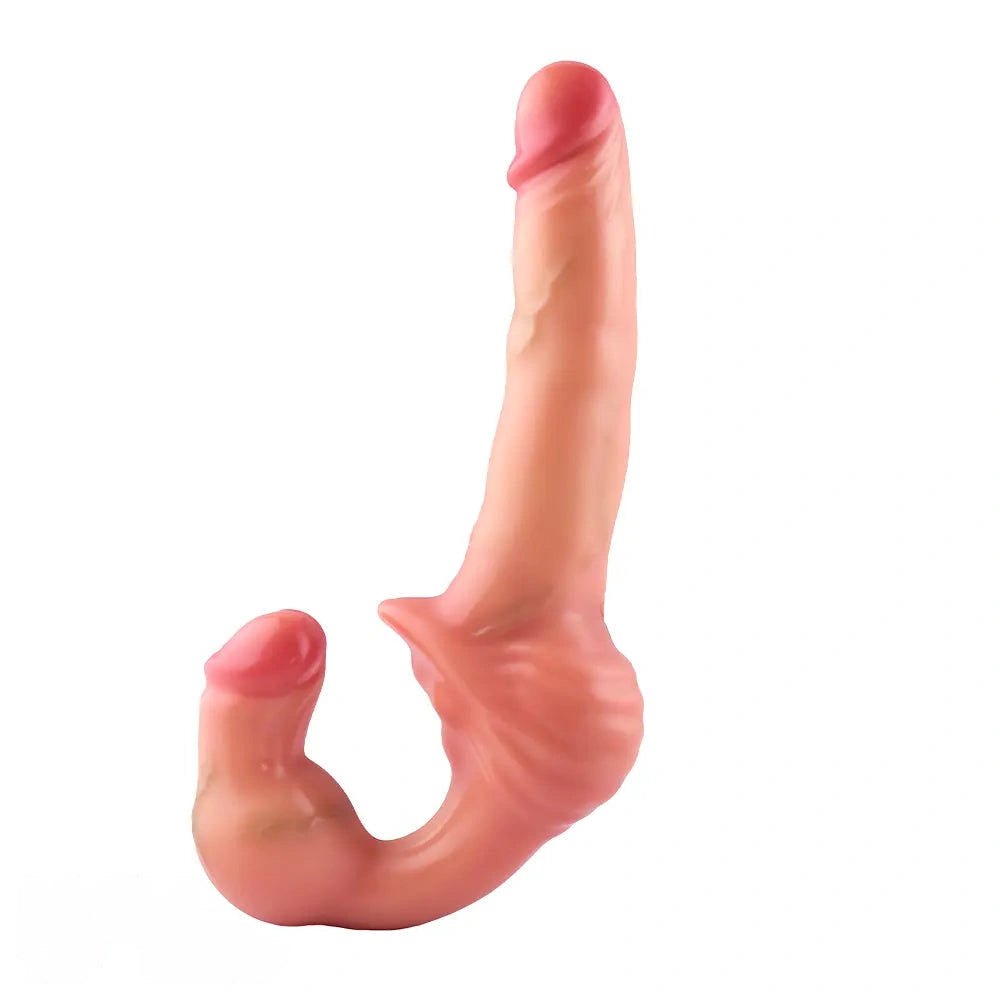 Flesh tone strapless double-ended silicone dildo, photo 1