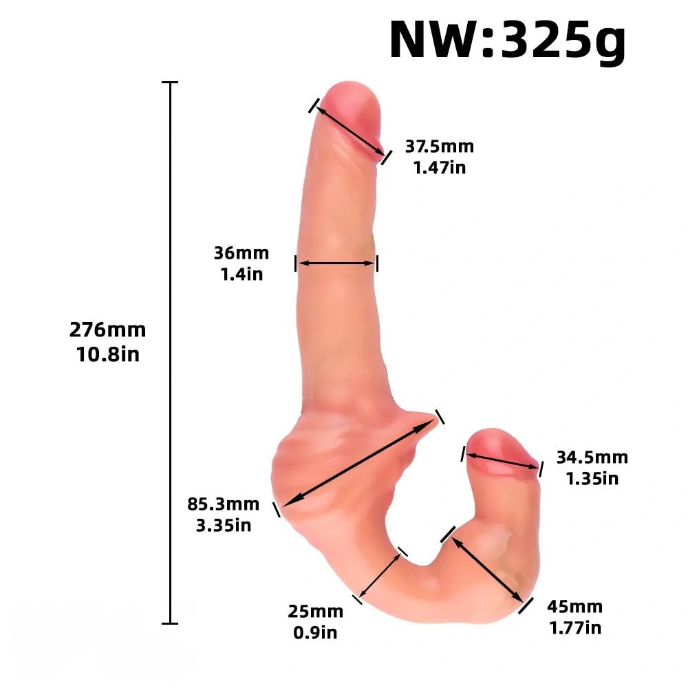 Flesh tone strapless double-ended silicone dildo, photo 14