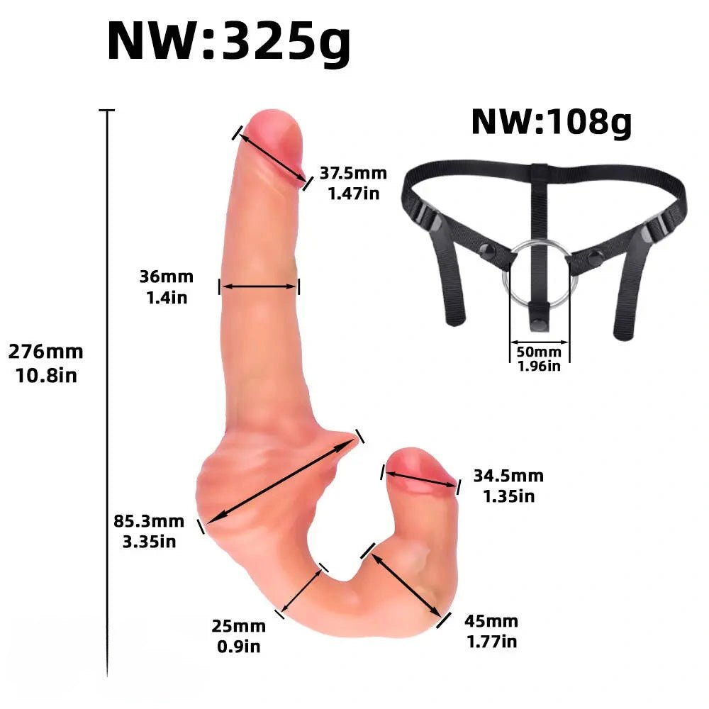 Flesh tone strapless double-ended silicone dildo, photo 16