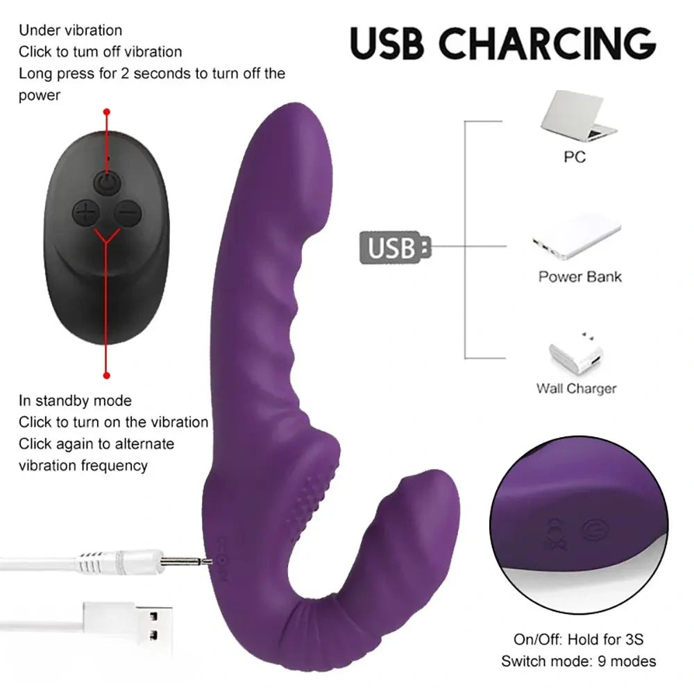 Purple double-ended strapless vibrator, photo 6