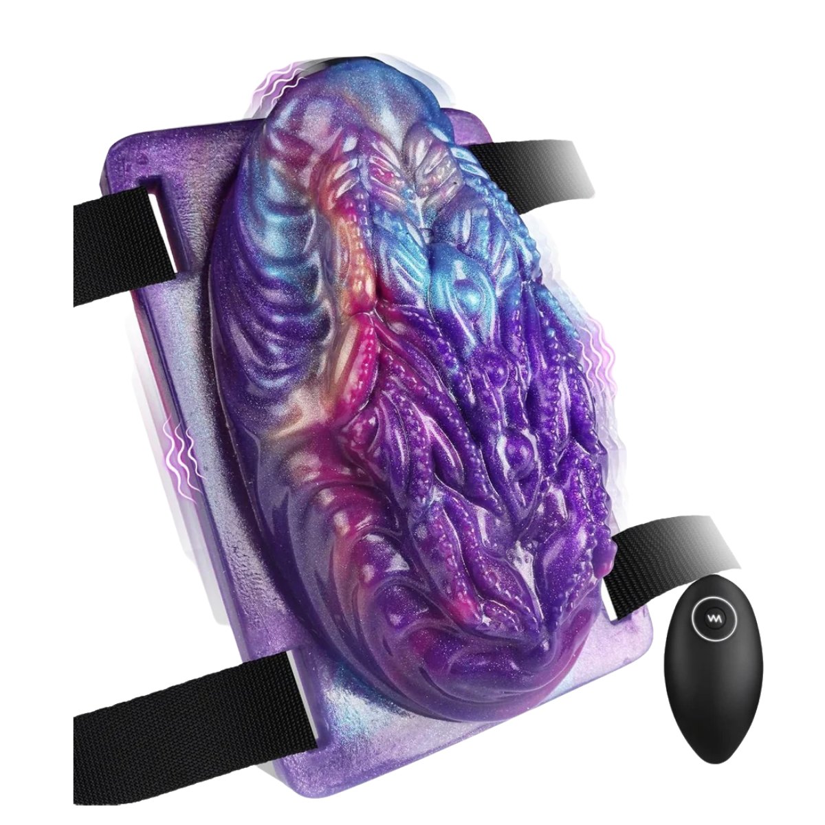 Textured strapped grinding vibrator with nipple clamp, photo 2