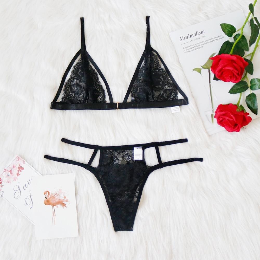 Strappy cage floral lace bralette set, photo 5