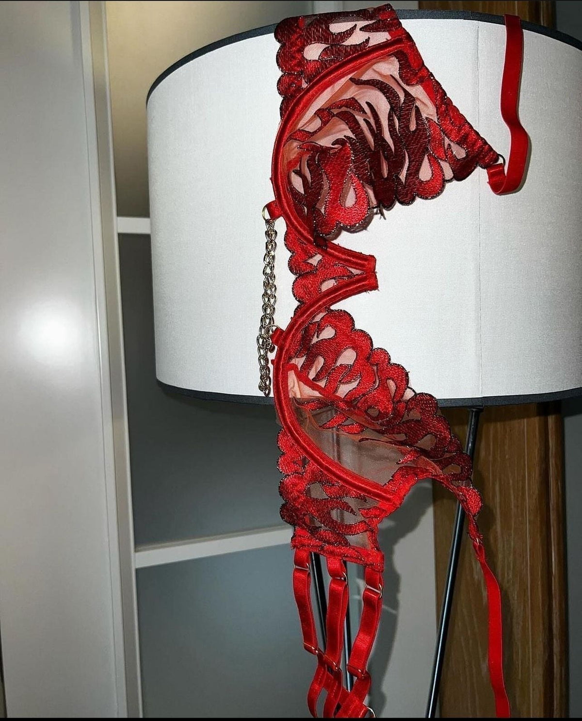 Strappy cage lace chain garter set, photo 6
