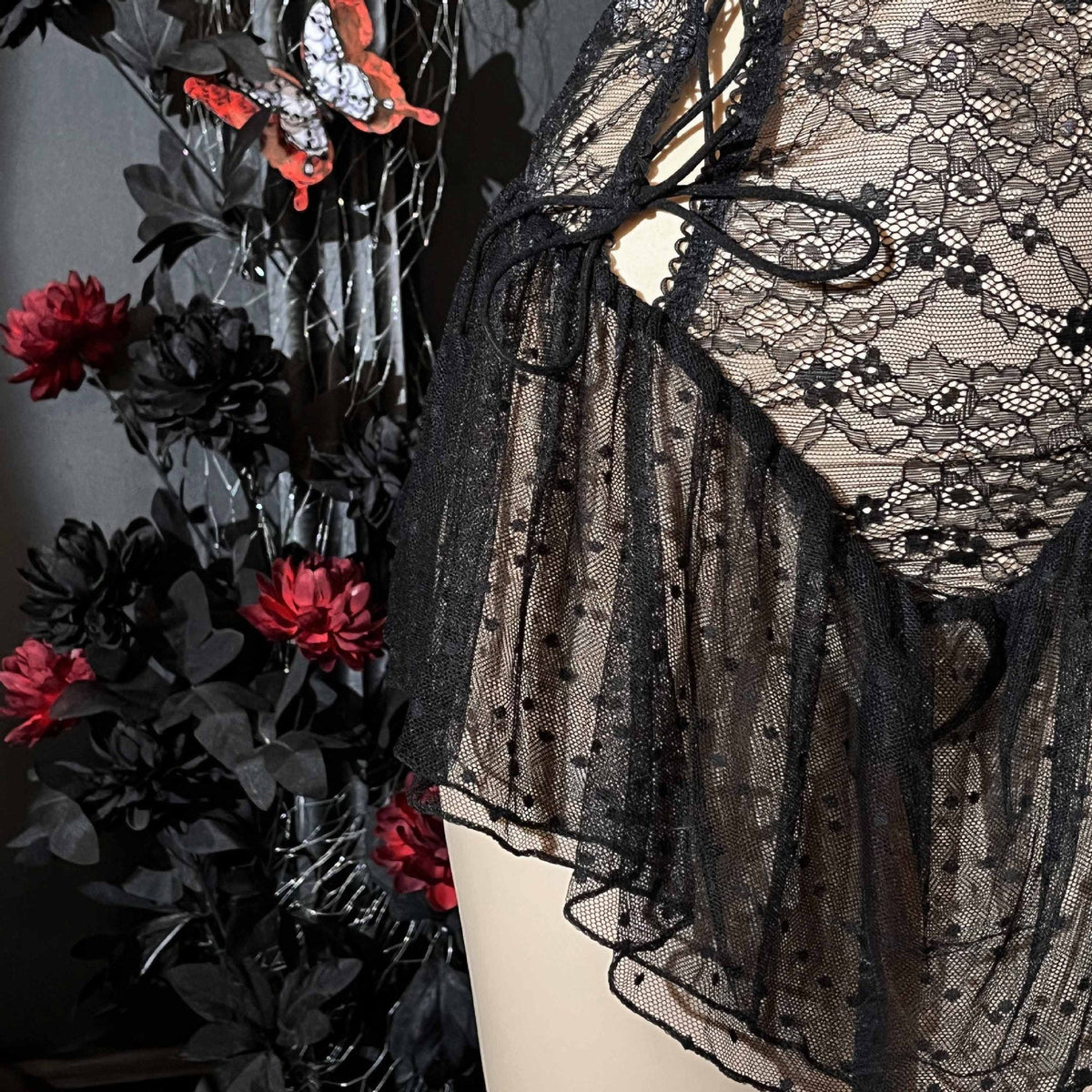 Strappy crotchless sheer lace nightdress, photo 5