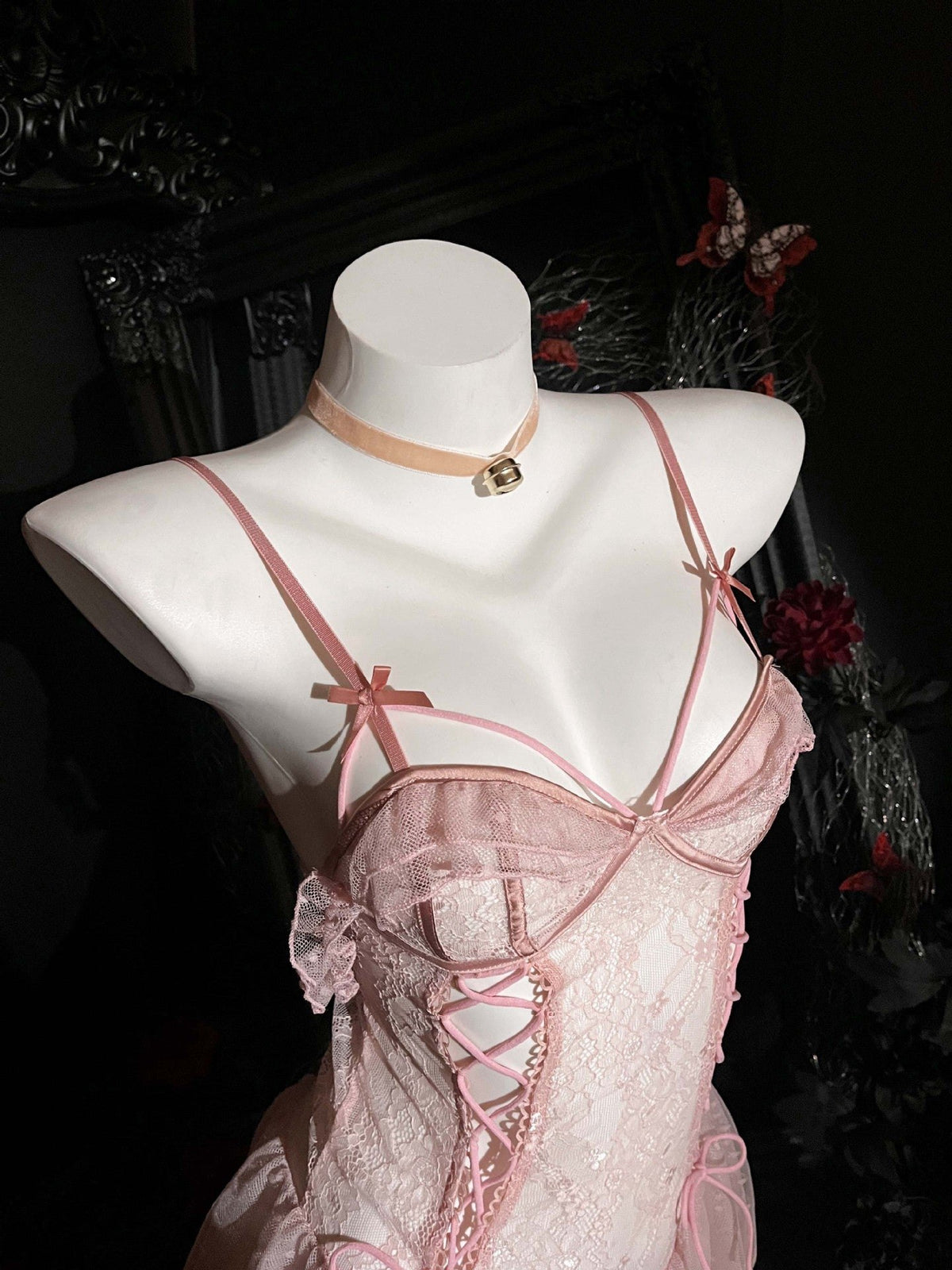 Strappy crotchless sheer lace nightdress, photo 6
