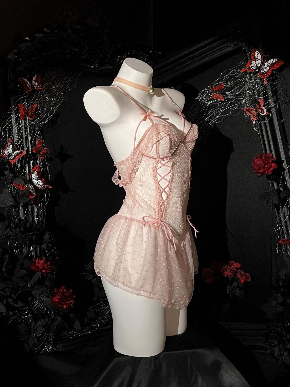 Strappy crotchless sheer lace nightdress, photo 8