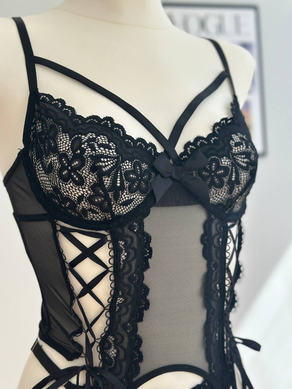 Strappy cutout lace mesh bodysuit, photo 12
