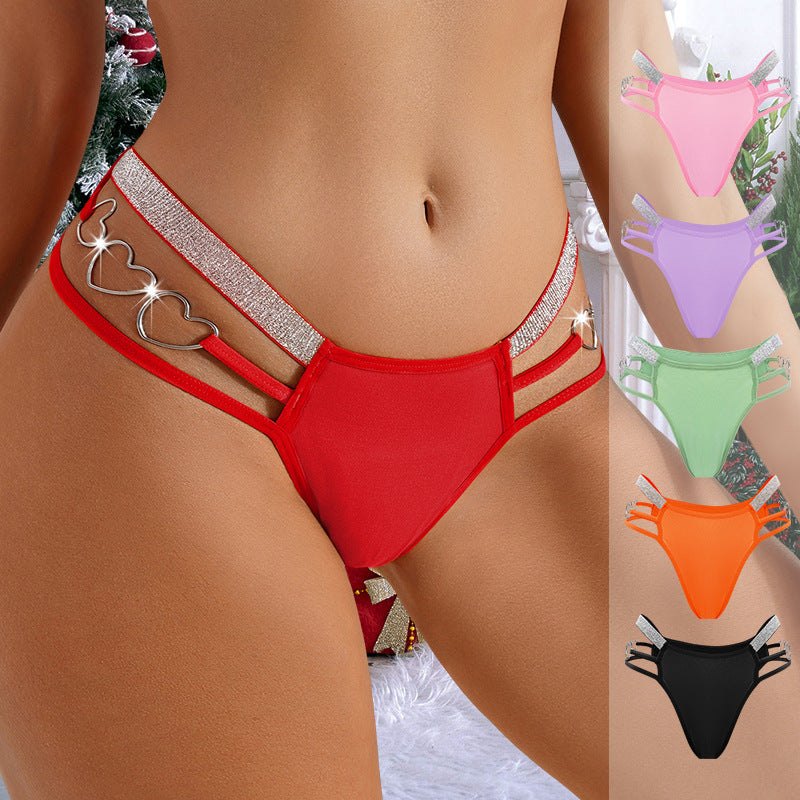 Strappy heart button ribbon thong, photo 2
